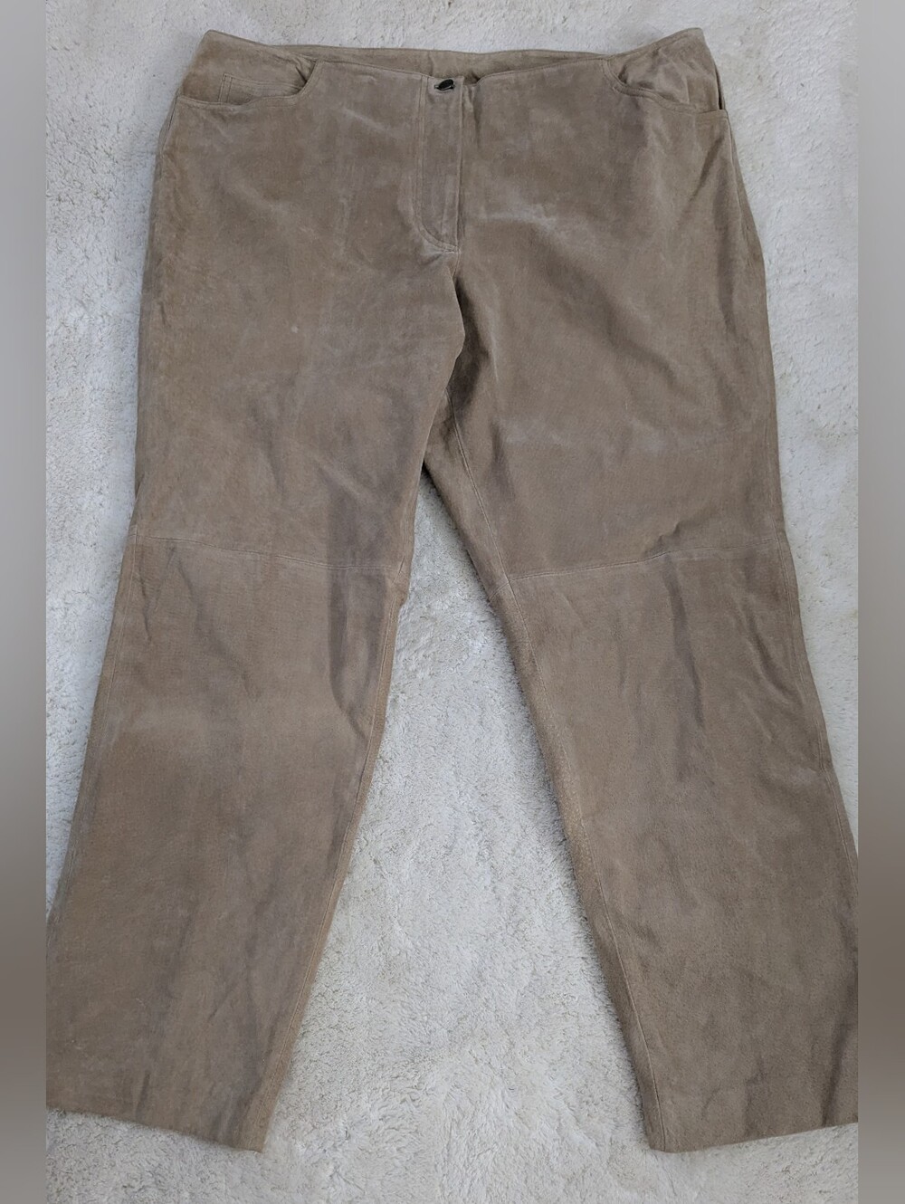 Venezia Slim Straight Genuine Leather Suede Pants Taupe Size 28 NWT Lane Bryant